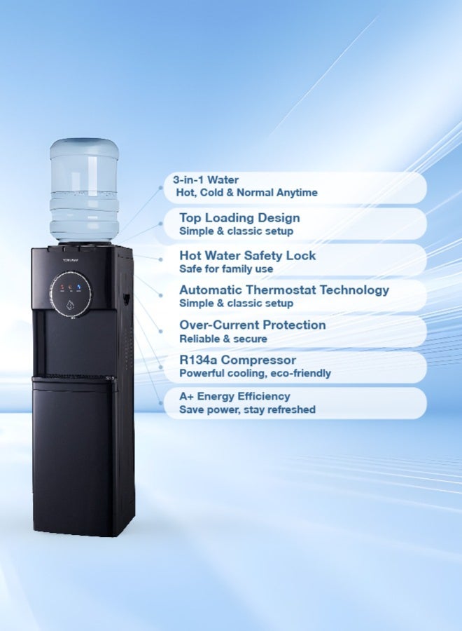 Tornado Water Dispenser Top Loading with Bottom Refrigerator Hot & Cold 3 Taps Black TWD-L3T1RE-B TWD-L3T1RE-B black - Image 5