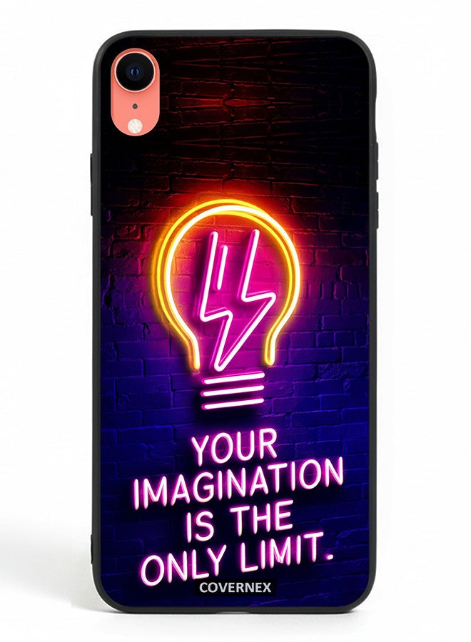 Covernex Apple iPhone XR Protective Case Cover Printed Featuring Your Imagination Is The Only Limit Neon Lightbulb - Image 2