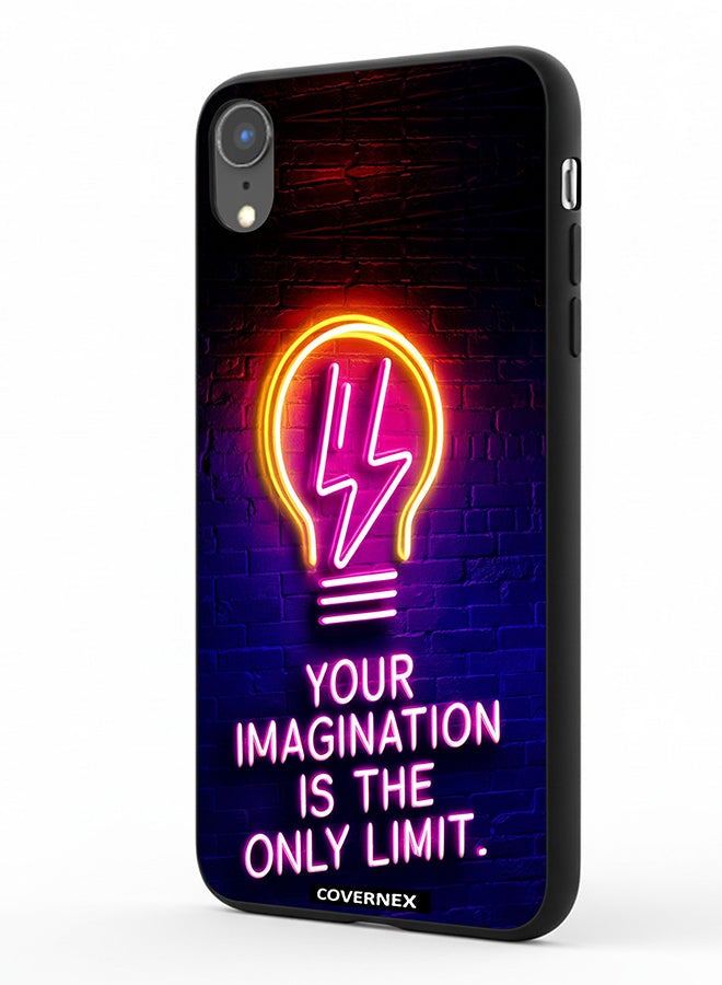Covernex Apple iPhone XR Protective Case Cover Printed Featuring Your Imagination Is The Only Limit Neon Lightbulb - Image 1