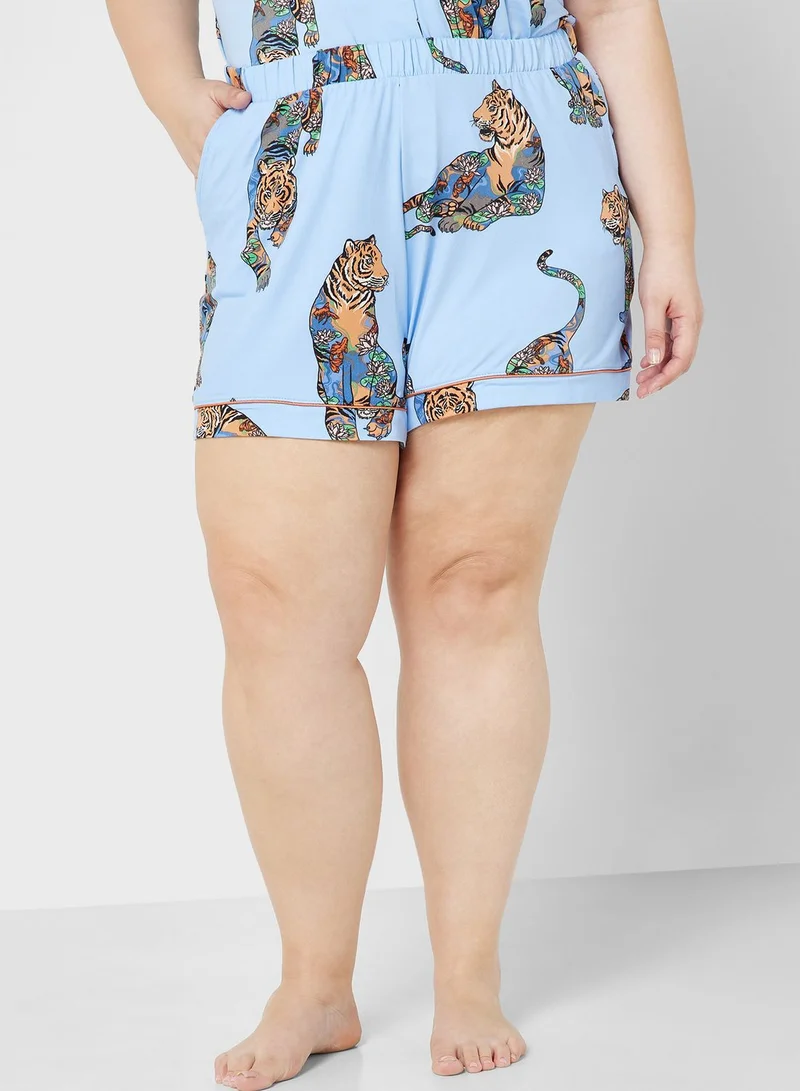 CHELSEA PEERS Printed Shirt & Short Pyjama Set