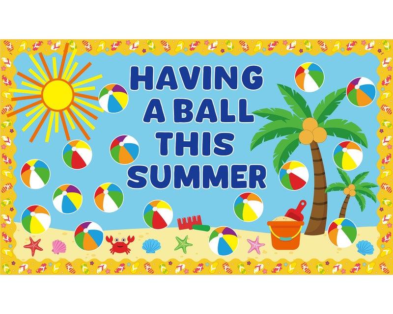 Naozinebi 105 Pcs Summer Beach Ball Bulletin Board Summer Theme Bulletin Board Decoration Set Beach Ball Cutouts Summer Beach Paper Cut Outs for School Offices Classroom Decor Summer Theme Party Supplies - Image 2