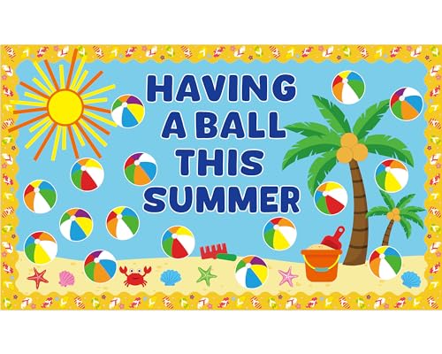 Naozinebi 105 Pcs Summer Beach Ball Bulletin Board Summer Theme Bulletin Board Decoration Set Beach Ball Cutouts Summer Beach Paper Cut Outs for School Offices Classroom Decor Summer Theme Party Supplies - Image 1