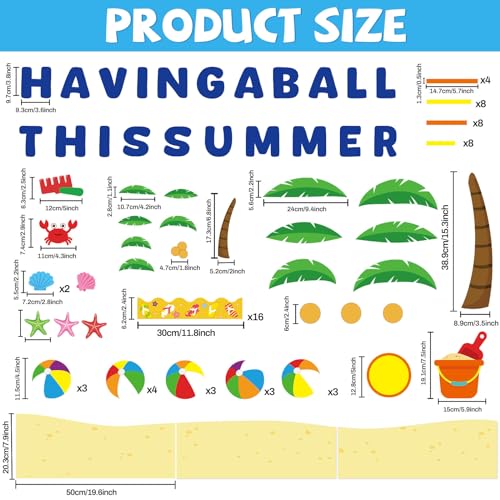 Naozinebi 105 Pcs Summer Beach Ball Bulletin Board Summer Theme Bulletin Board Decoration Set Beach Ball Cutouts Summer Beach Paper Cut Outs for School Offices Classroom Decor Summer Theme Party Supplies - Image 3