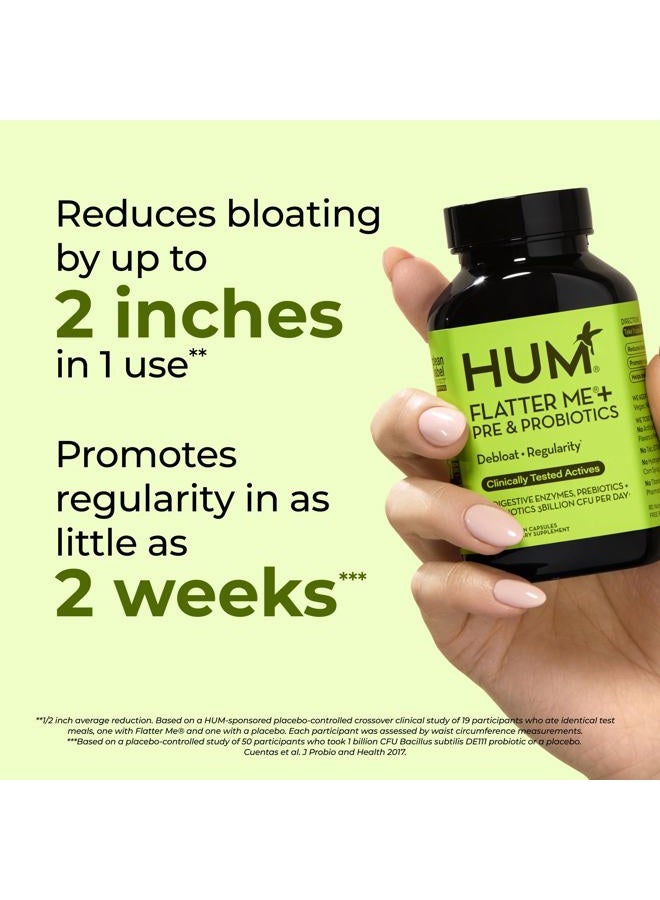 HUM Flatter Me Digestive Enzymes Plus Prebiotics & Probiotics, Digestive Health Bloating Supplement for Women & Men, Fast Acting Anti Bloat Pills Multi Enzyme for Debloating, Vegan, 60 Capsules - Image 3