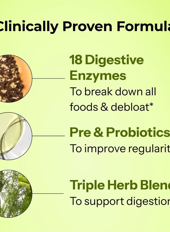HUM Flatter Me Digestive Enzymes Plus Prebiotics & Probiotics, Digestive Health Bloating Supplement for Women & Men, Fast Acting Anti Bloat Pills Multi Enzyme for Debloating, Vegan, 60 Capsules - Image 4
