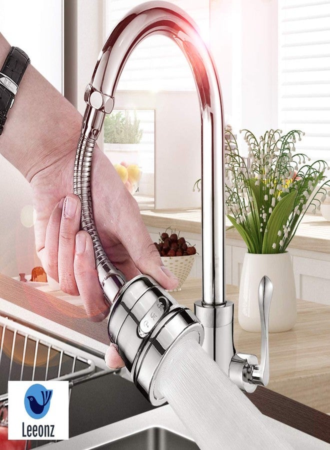 Leeonz Movable Kitchen Tap Head, 360° Rotatable Anti-Splash Faucet Nozzle Head with Hose - Best Tap Booster and Water Saving Kitchen Sink Faucet Sprayer Head Replacement (Long Style) - Image 2