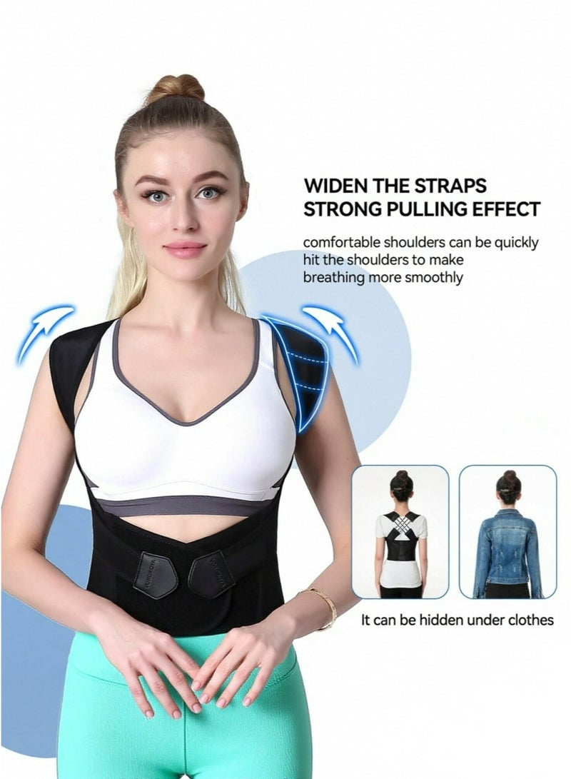 Posture Corrector for Women & Men, Adjustable Back Support Brace & Shoulder Straightener, Breathable Upper Back Support for Better Posture, Black XL - Image 1