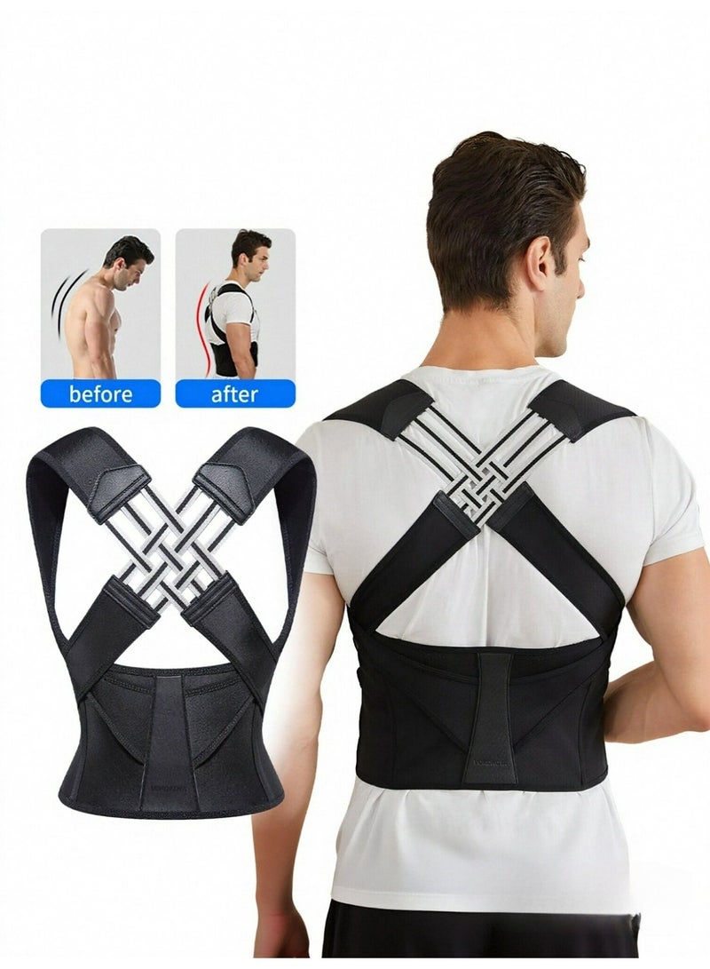 Posture Corrector for Women & Men, Adjustable Back Support Brace & Shoulder Straightener, Breathable Upper Back Support for Better Posture, Black XL - Image 3