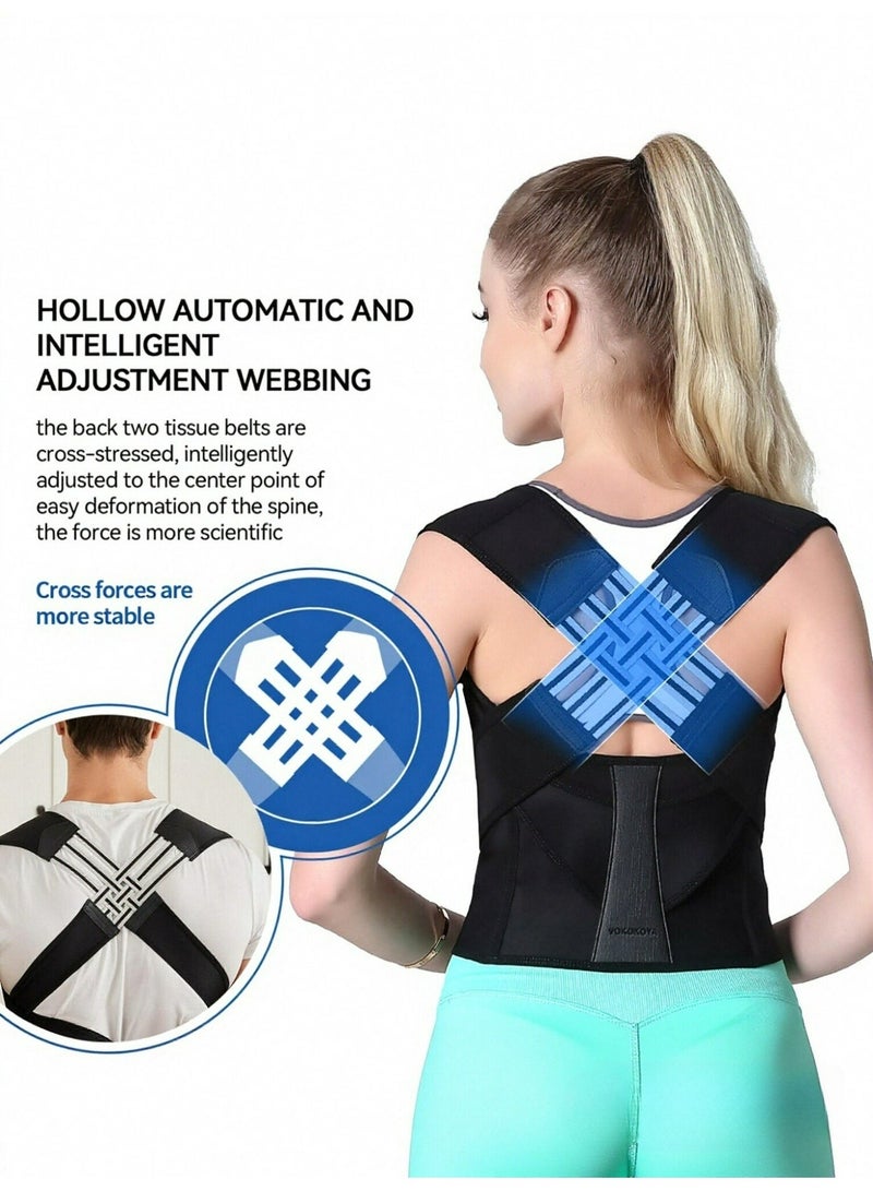 Posture Corrector for Women & Men, Adjustable Back Support Brace & Shoulder Straightener, Breathable Upper Back Support for Better Posture, Black XL - Image 4
