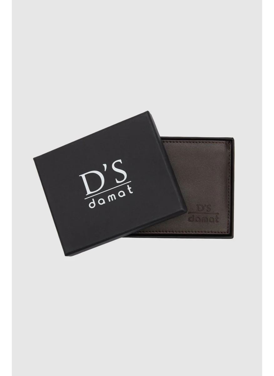 D'S DAMAT Brown Plain Leather Wallet 2H1119ST134