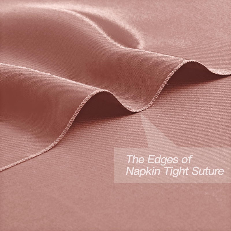 P Pothuiny 12 Pcs Silky Rose Gold Satin Napkins 17 X 17 Inches  Square Smooth Wedding Dinner Napkins Satin Cloth Napkins Table Napkins For Banquet Party Restaurant Decor  Thanksgiving  Christmas - Image 3