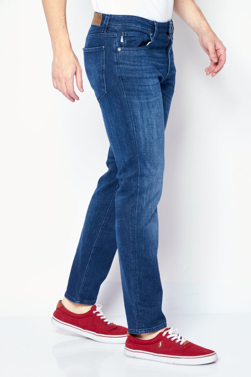 SELECTED جينز رجالي بقصة مستقيمة، مغسول وقابل للتمدد، أزرق - Image 3