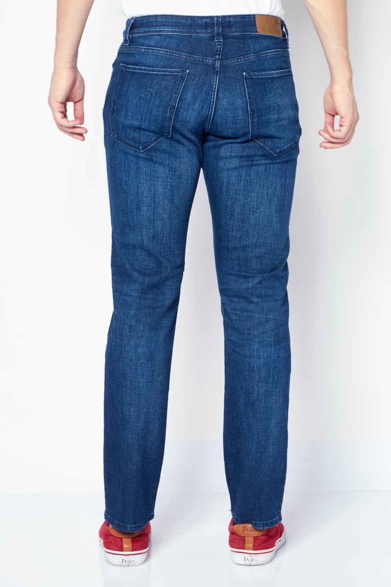 SELECTED جينز رجالي بقصة مستقيمة، مغسول وقابل للتمدد، أزرق - Image 4