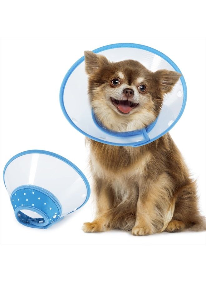 Vivifying Dog Cones for Small Dogs, Adjustable 5.7-8in Pet Cone, Lightweight Recovery Elizabethan Collar for Cats, Puppies and Mini Dogs (Blue)  - Image 1