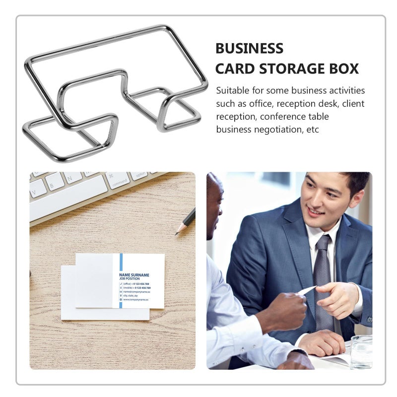 Black Metal Business Card Holder Desktop Organizer Stand for Office - Image 4