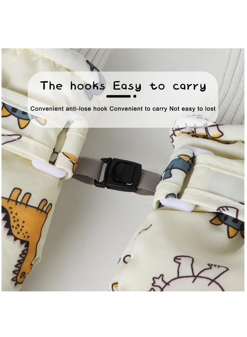 Kids Ski Gloves, Toddle Thermal Snow Waterproof Gloves, Dinosaur Pattern With Plush Lining Winter Ski Mittens for Toddlers Boys Kids Baby Outdoor Skiing Snowboarding, M Size - Image 4