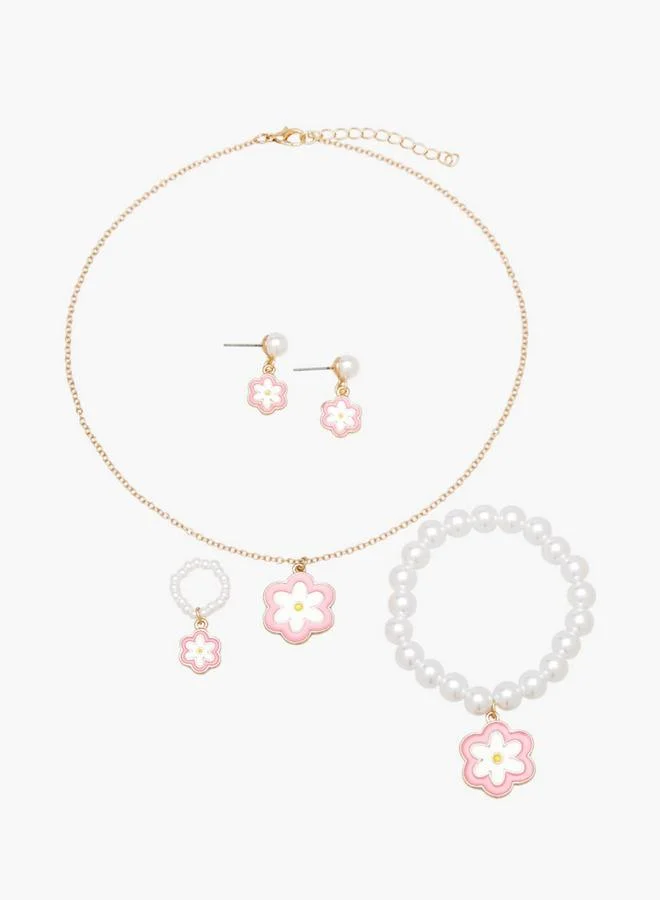 Flora Bella Jewellery Set With Floral Charm