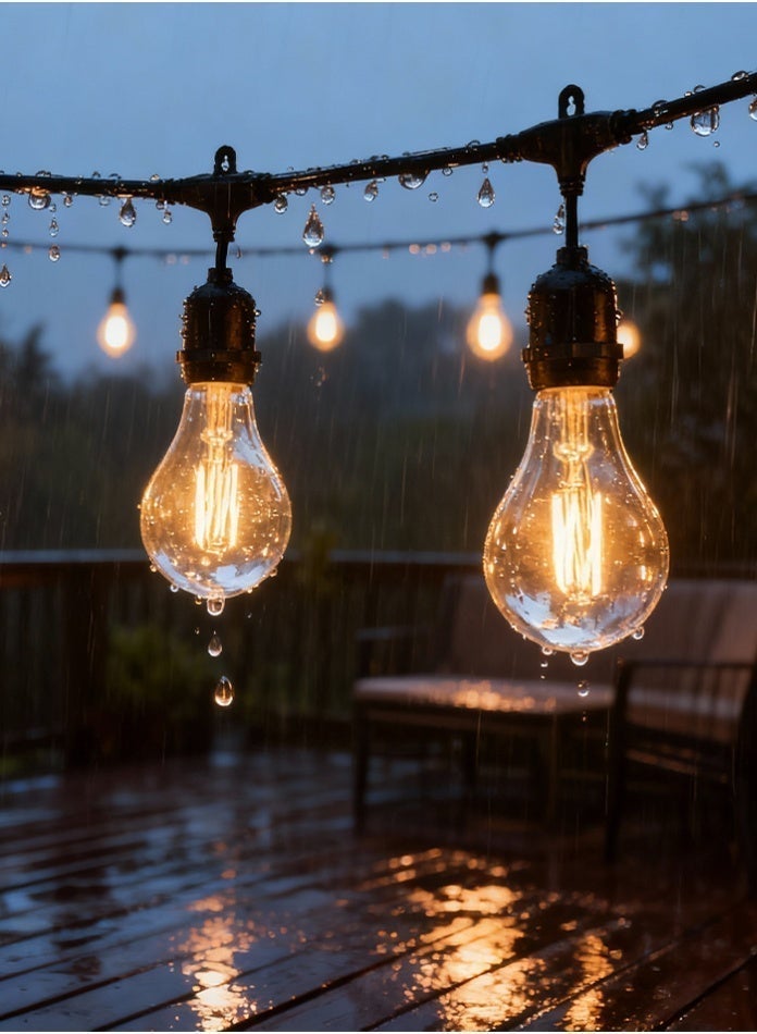 Vintage Warm White Outdoor LED String Lights – 10M Cable with 20 Edison-Style LED Bulbs | Waterproof Decorative Garden & Patio Lighting - Image 1