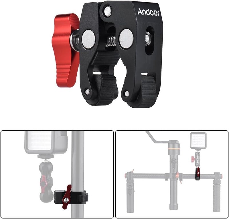 Andoer 2Pack Crab Pliers Clip Super Clamp 14 38 Threaded for DSLR Rig LCD Monitor Studio Light Camera Magic Arm Photo Studio Accessory - Image 3