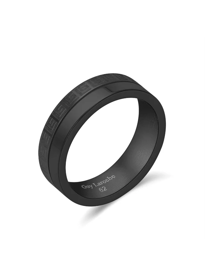 Guy Laroche Alain Two-Line Black Ring with Logo – Size 62