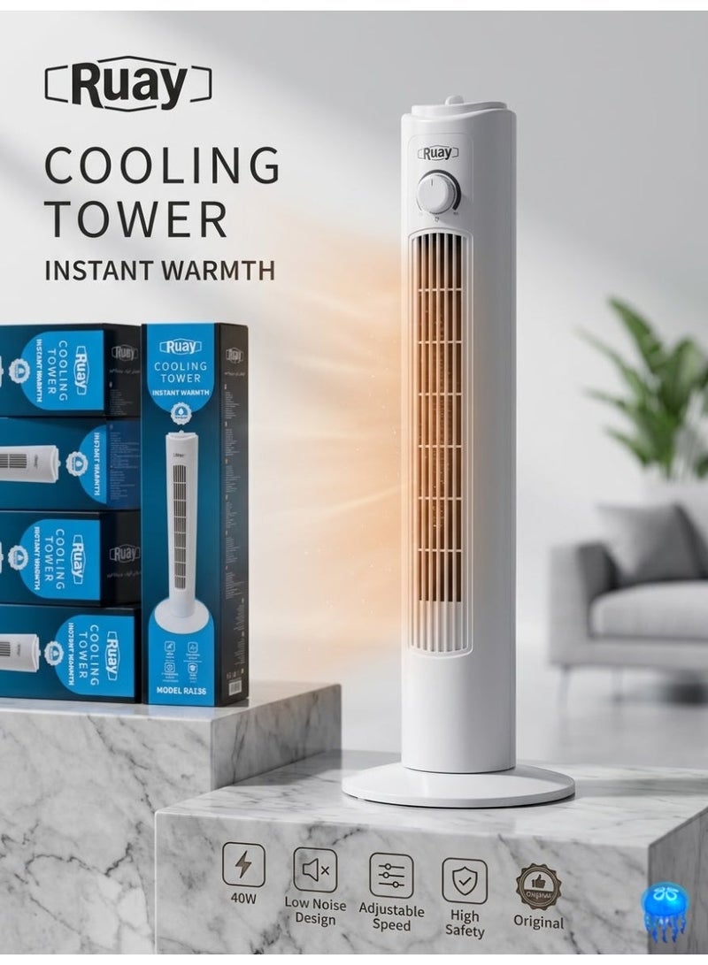 Ruay RA136 Vertical Tower Fan for Instant Cooling and Heat Resistance, 40W Power, Ultra-Quiet Design with Adjustable Speeds and Advanced Safety System for Homes and Offices - Image 1
