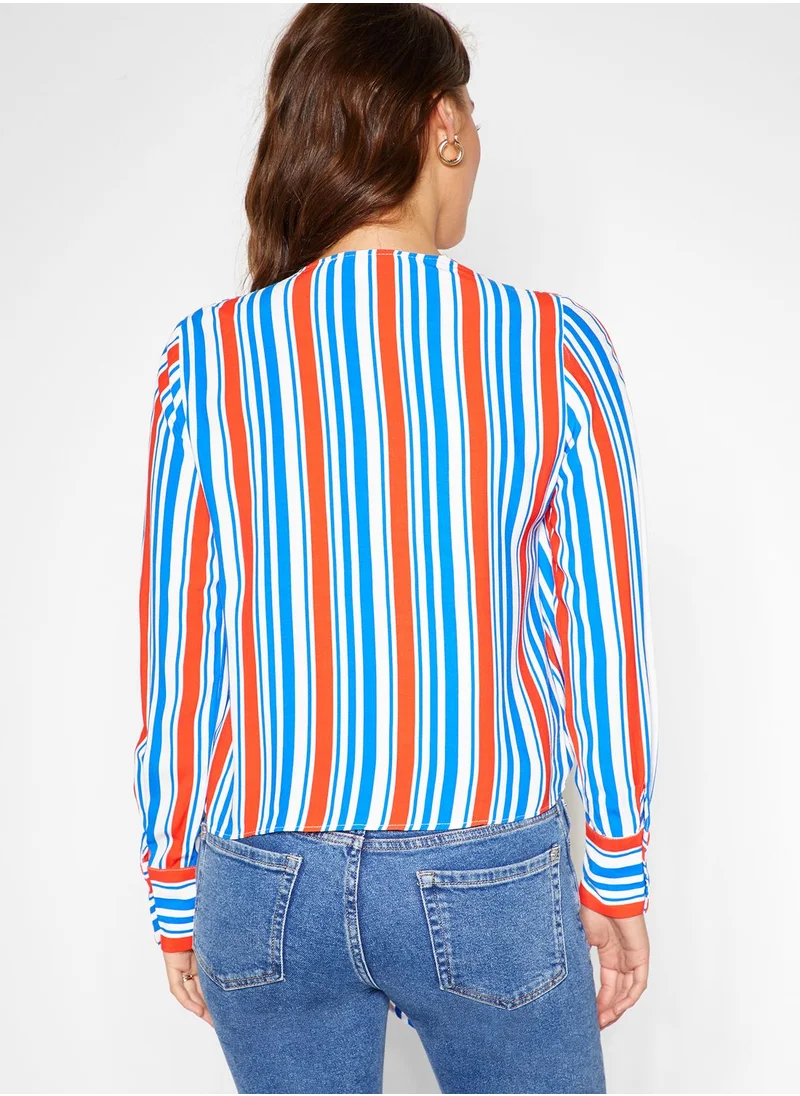 KOTON Front Knot Striped Top