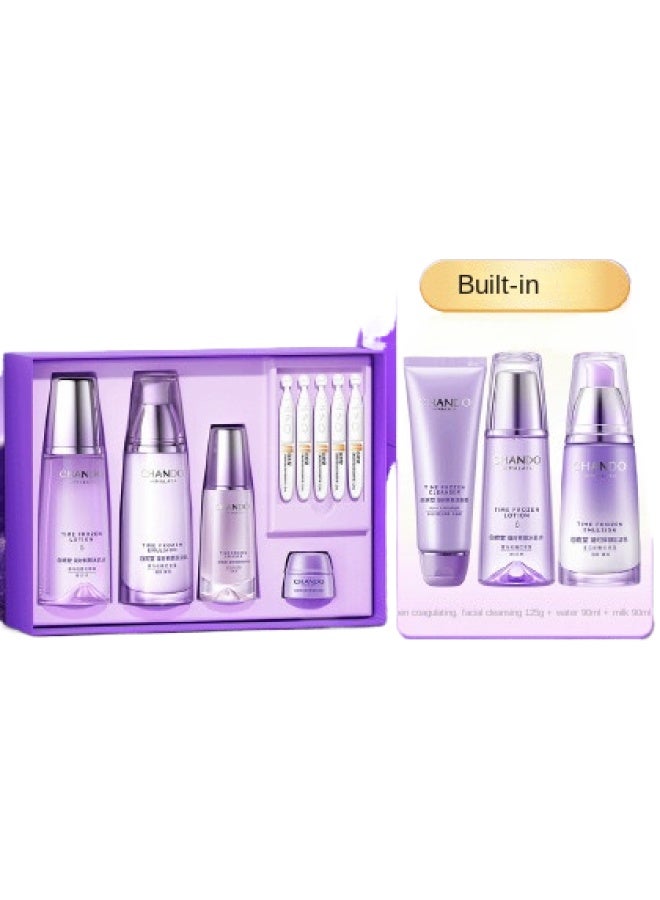 Gift Set: Time-freezing Lotion & Essence Skincare Kit For Brightening, Spot Reduction, Wrinkle Smoothing, And Anti-aging - Image 1