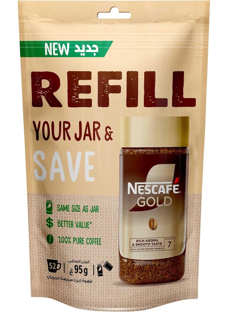 ري فل جديد! NESCAFÉ Gold توفير ذكي، مذاق لا يُقاوم! كيس إعادة تعبئة 95 جرام. - Image 1