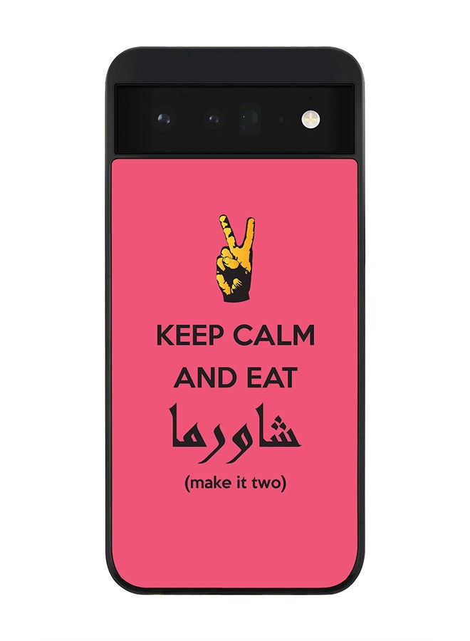 Stylizedd Rugged Black edge case for Google Pixel 6 5G Slim fit Soft Case Flexible Rubber Edges Anti Drop TPU Gel Thin Cover - Keep Calm And Eat Shawarma (Pink) - Image 1