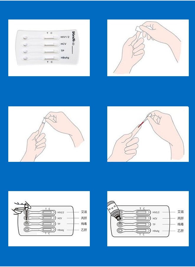 Unewshi - 4-In-1 Home Test Hiv/Tp/Hcv/Hbsag Antibody/Antigen Combination, Home Hiv Test Kit, Accurate Test Strip Analysis, Fast Home Test Results, Self-Test Paper, Hiv Syphilis Hepatitis B Hepatitis C Test, 4-In-1 Test Paper - Image 1