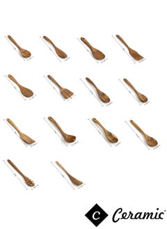 CERAMIC Wooden Kitchen Cooking Utensils 14 PCS Teak Wooden Spoons and Spatula for Cooking Sleek and Non-stick Cookware  - Image 3