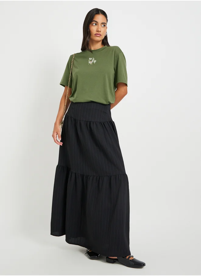 ستايلي Embroidered Round Neck T-Shirt