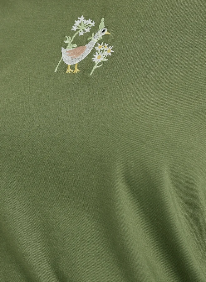 Take Two Embroidered Round Neck T-Shirt