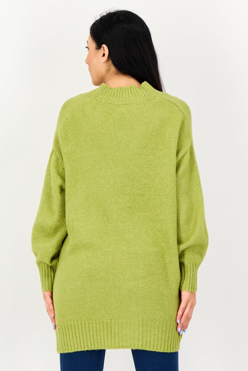 For The Republic Women V-Neck Knitted Cardigan, Green - Image 4