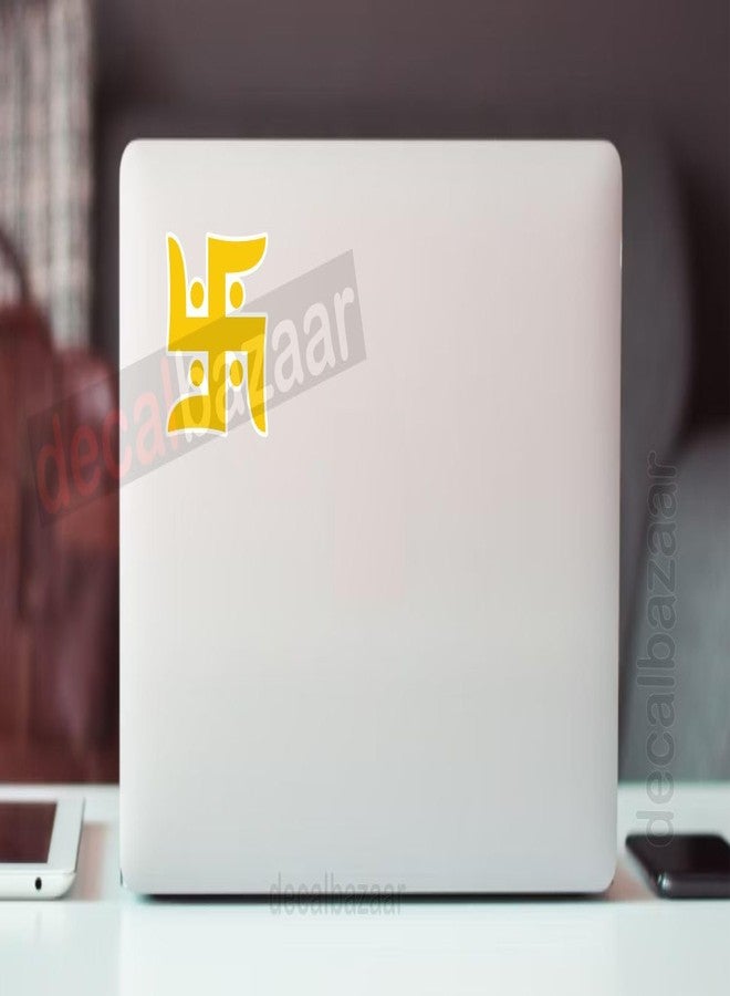 decalbazaar Simple Swastik Symbol, Auspicious Religious Decor Sticker 2 Inch Yellow Pack 4 Pcs (Code 10) - Image 3