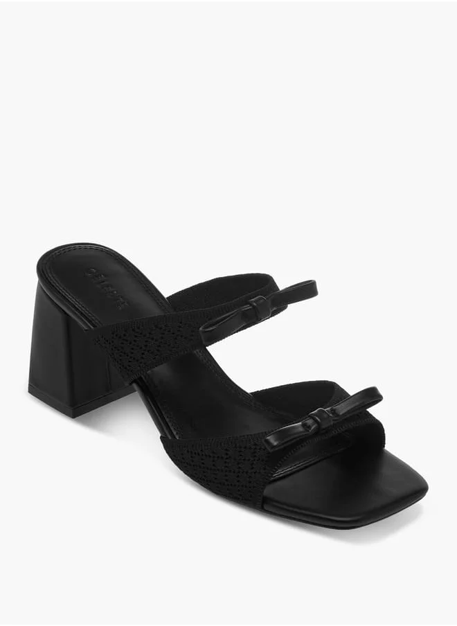 سيليست Women's Bow Accent Slip-On Sandals with Block Heels