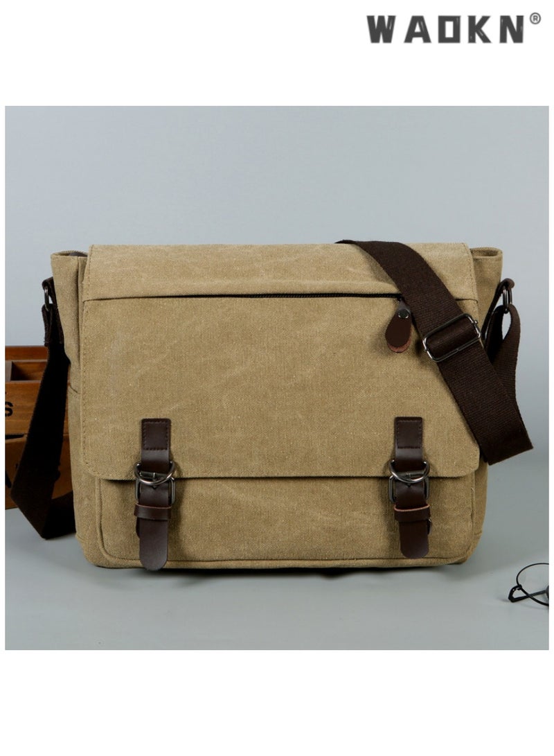 WAOKN Large Capacity Retro Minimalist Design Fashionable Canvas Crossbody Bag Fashionable Shoulder Bag Suitable For Travel And Work Multifunctional Carrying Can Be Freely Matched - Image 1