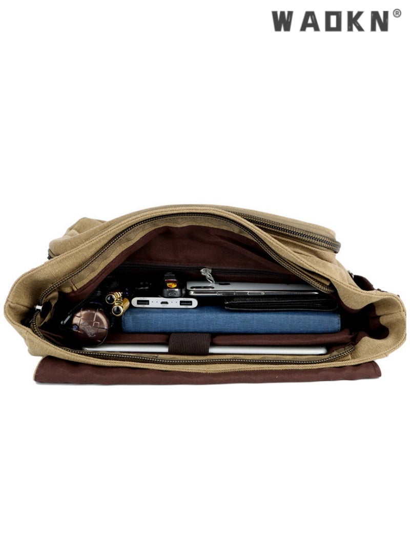 WAOKN Large Capacity Retro Minimalist Design Fashionable Canvas Crossbody Bag Fashionable Shoulder Bag Suitable For Travel And Work Multifunctional Carrying Can Be Freely Matched - Image 4