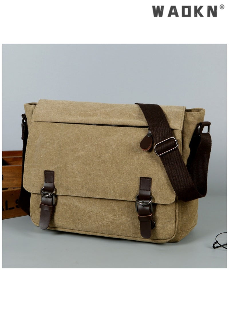 WAOKN Large Capacity Retro Minimalist Design Fashionable Canvas Crossbody Bag Fashionable Shoulder Bag Suitable For Travel And Work Multifunctional Carrying Can Be Freely Matched - Image 5