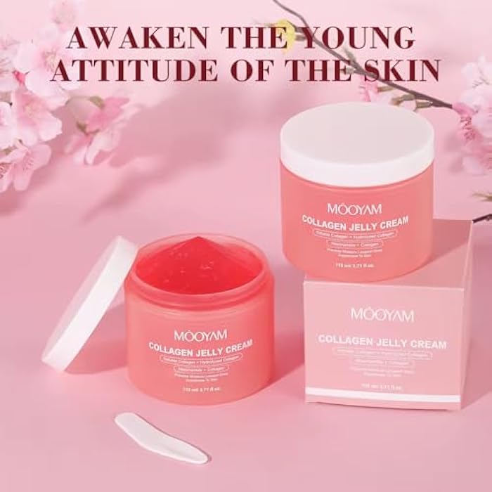 MOOYAM Collagen Jelly Cream - Korean Anti-Aging Face Moisturizer with Niacinamide & Hyaluronic Acid, Hydrolyzed Collagen for Wrinkles & Hydration, 3.71 fl.oz - Image 4
