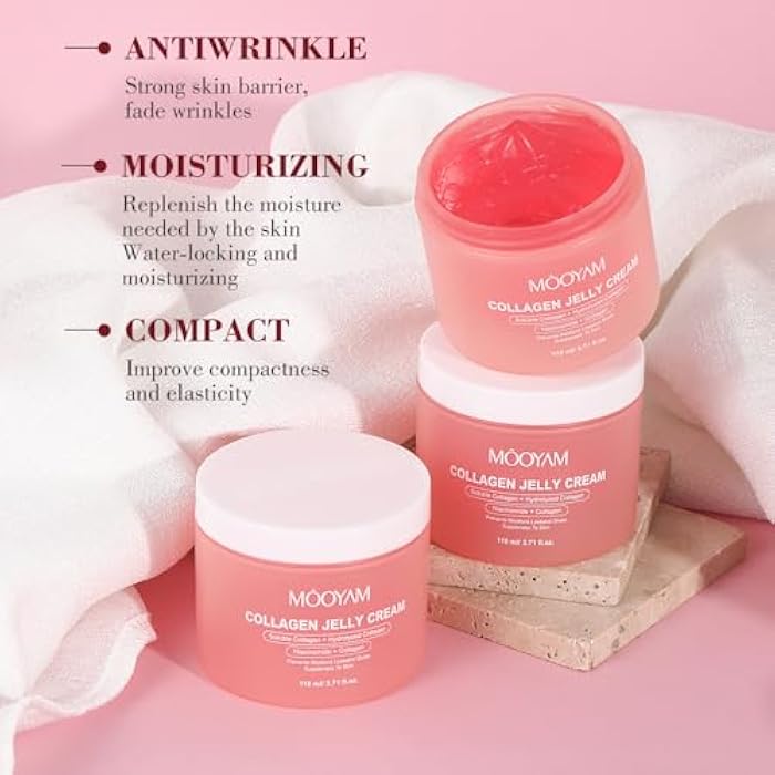 MOOYAM Collagen Jelly Cream - Korean Anti-Aging Face Moisturizer with Niacinamide & Hyaluronic Acid, Hydrolyzed Collagen for Wrinkles & Hydration, 3.71 fl.oz - Image 3