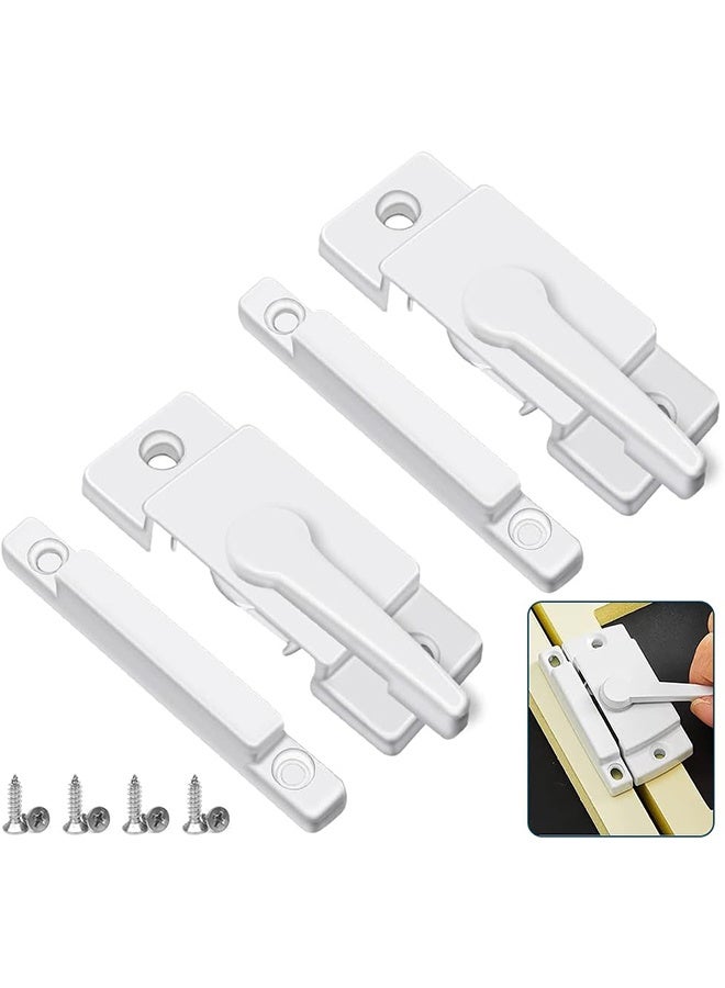 أقفال نافذة منزلقة بيضاء، عبوة من قطعتين، أقفال كامة لإطار النافذة المزدوجة، قفل مزلاج أمان، قفل نافذة من الفينيل وبديل للنوافذ المنزلقة الرأسية والأفقية - Image 1