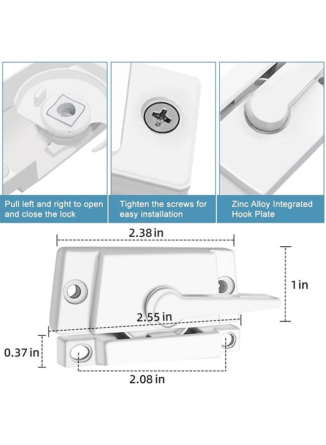 أقفال نافذة منزلقة بيضاء، عبوة من قطعتين، أقفال كامة لإطار النافذة المزدوجة، قفل مزلاج أمان، قفل نافذة من الفينيل وبديل للنوافذ المنزلقة الرأسية والأفقية - Image 4