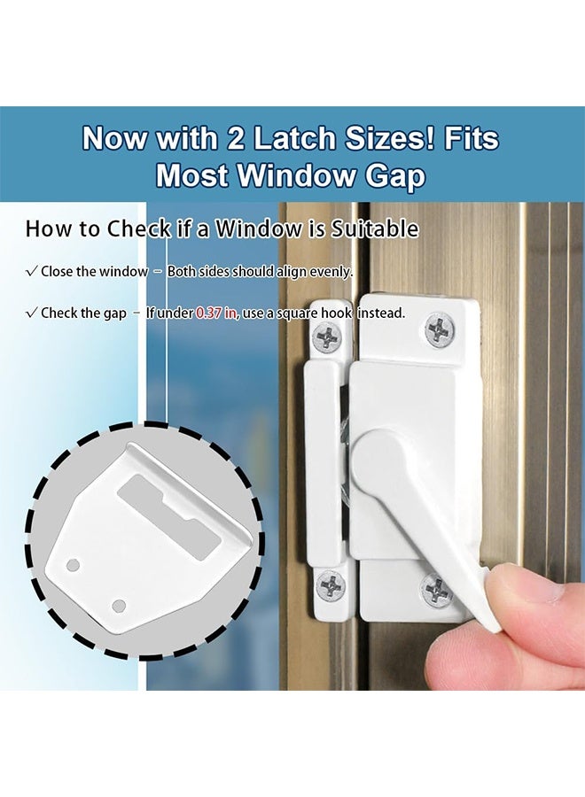 أقفال نافذة منزلقة بيضاء، عبوة من قطعتين، أقفال كامة لإطار النافذة المزدوجة، قفل مزلاج أمان، قفل نافذة من الفينيل وبديل للنوافذ المنزلقة الرأسية والأفقية - Image 2