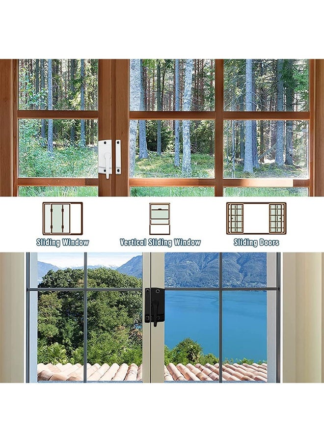 أقفال نافذة منزلقة بيضاء، عبوة من قطعتين، أقفال كامة لإطار النافذة المزدوجة، قفل مزلاج أمان، قفل نافذة من الفينيل وبديل للنوافذ المنزلقة الرأسية والأفقية - Image 3