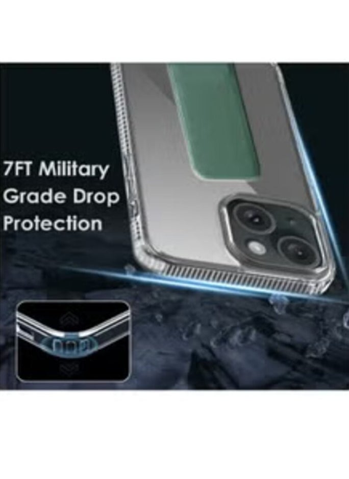 Generic - iPhone 14 Protective Case with Built-in Magnetic Grip Clear/Green - Image 1