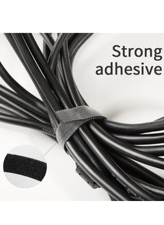 TYCOM Cable Tidy Management, Fastening Tape Sticky Strips Hook Loop Reusable and Flexible Wire Ties Cable Organizer for Computer, TV, Power and Other Cables - Black 10Meter  - Image 2