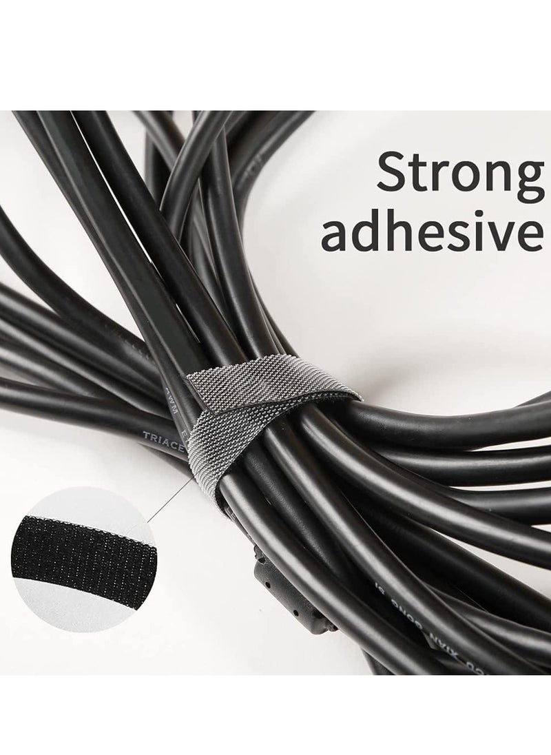 TYCOM Cable Tidy Management, Fastening Tape Sticky Strips Hook Loop Reusable and Flexible Wire Ties Cable Organizer for Computer, TV, Power and Other Cables - Black 10Meter  - Image 2