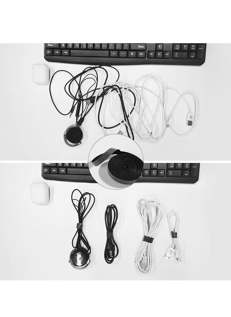 TYCOM Cable Tidy Management, Fastening Tape Sticky Strips Hook Loop Reusable and Flexible Wire Ties Cable Organizer for Computer, TV, Power and Other Cables - Black 10Meter  - Image 4