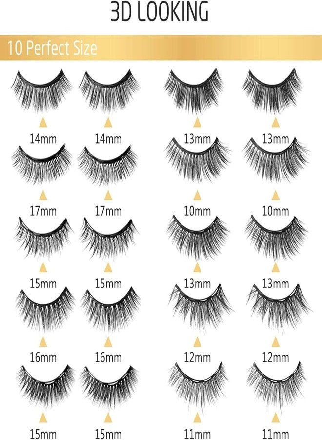 INSMART 10 Pairs Magnetic Eyelashes with Magnetic Eyeliner Kit Upgraded 3D 5D Eyelash Magnetic Lashes with Tweezers & 2 Tubes of Magnetic Eyeliner, Reusable, No Glue - Image 3
